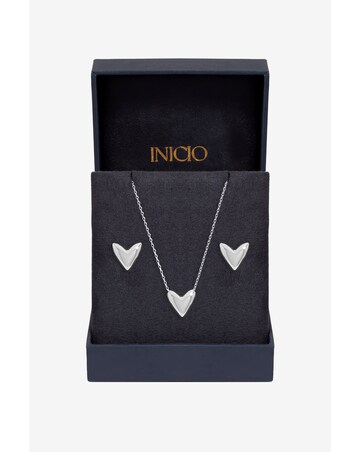 Inicio Sterling Silver Plated Puff Heart Set - Gift Box