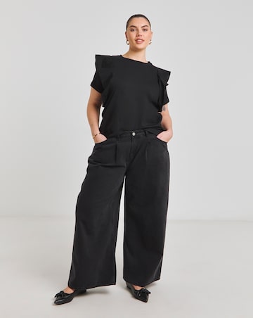 Simply Be Black Ruffle T-Shirt