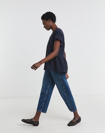 Pure Cotton V Neck Peplum Side Panel Top