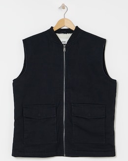 Navy Borg Lined Gilet