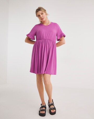 Purple Supersoft Jersey Frill Smock Dress