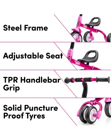 Xootz Switch Rider Folding Balance Bike Trike - Pink