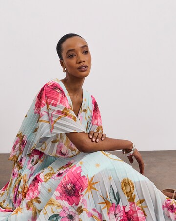 Joanna Hope Printed Pleated Maxi Dress