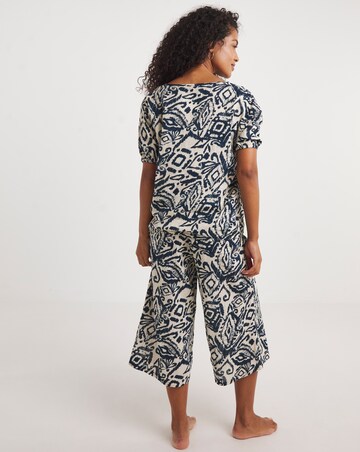 Printed Wide Leg Cotton Cheesecloth Lounge Set