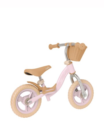 EVO Glider Balance Bike with Basket - Pastel Pink