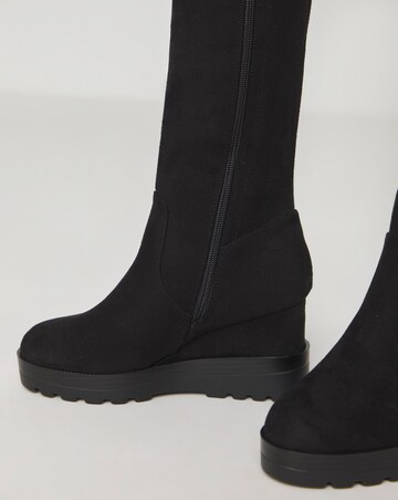 Ashleigh Leather Stretch Boots Extra Wide EEE Fit Super Curvy to Curvy Plus Calf