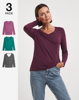 3 Pack The V Neck Long Sleeve T-Shirt