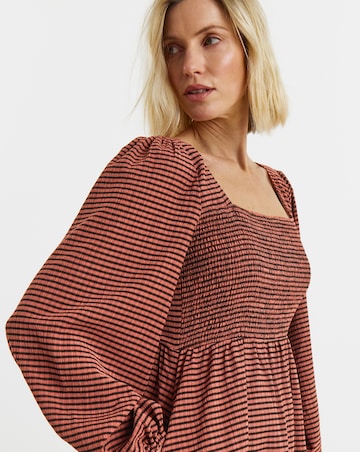 Textured Jersey Shirred Dress