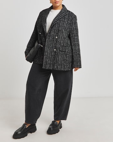 Black Double Breasted Boucle Blazer
