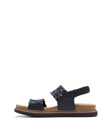 Clarks Black Leather Arwell Glide Sandals - Wide Fit (E)