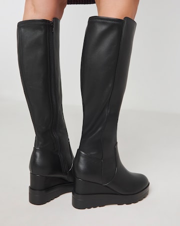Leyner Stretch Wedge Knee High Boots Extra Wide EEE Fit Standard Calf