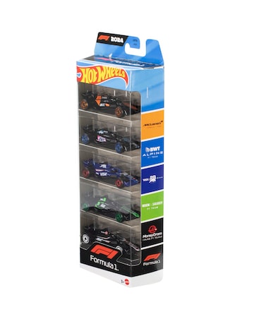 Hot Wheels Diecast Cars Formula 1 Race Team 5 Pack 1:64 Scale