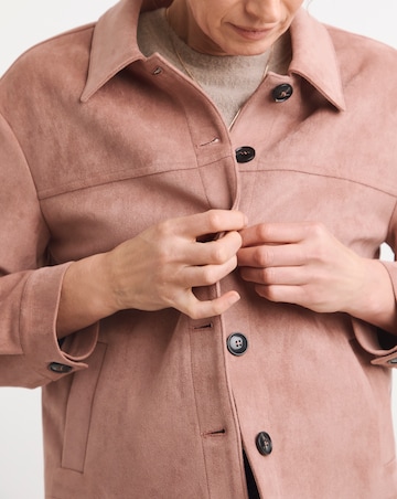 Blush Suedette Trucker Jacket