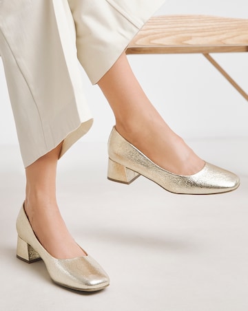Heavenly Soles Catherine Low Block Heel Court Shoes - Extra Wide Fit (EEE)
