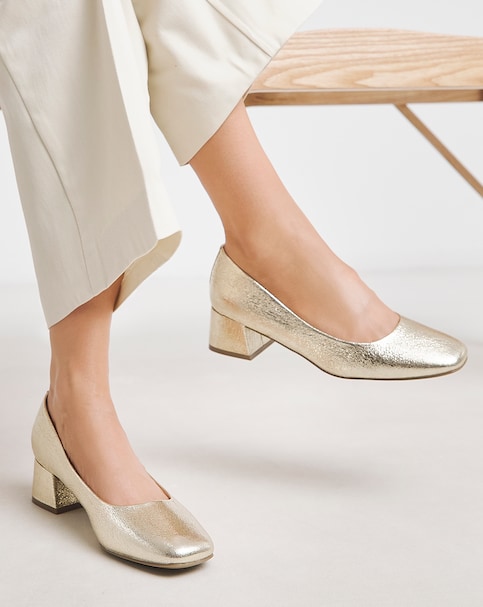 Heavenly Soles Catherine Low Block Heel Court Shoes - Wide Fit (E)