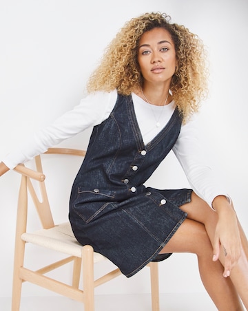 Dark Blue Smart Pinafore Dress