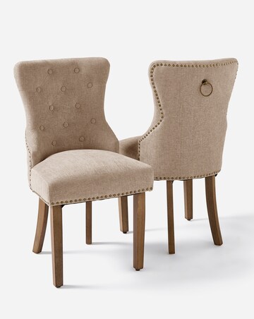 Mabel Button Back Studded Pair of Dining Chairs