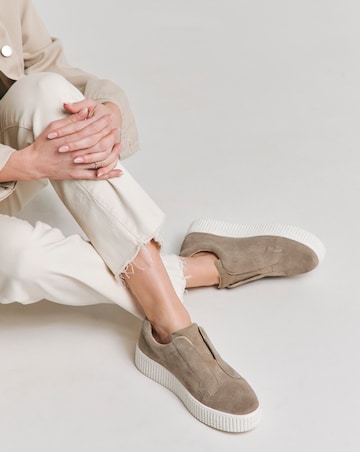 Monique Leather Lace Free Slip on Chunky Trainers - Extra Wide Fit (EEE)