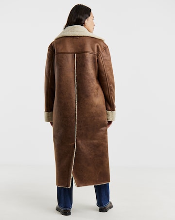 Tan Maxi Shearling Coat