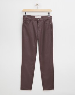 Aubergine Coated Slim Leg Jeans