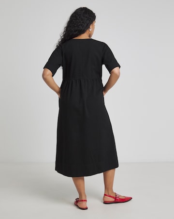 Simply Be Black Denim Tie Front Midi Dress