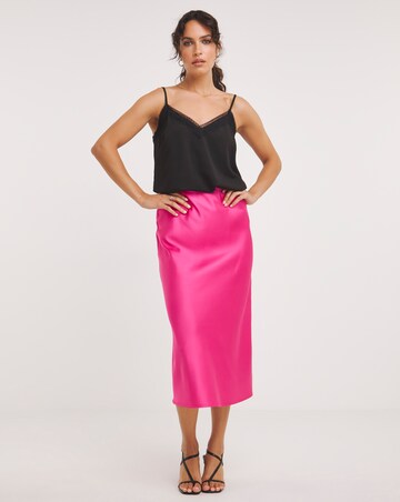 Pink Satin Slip Skirt