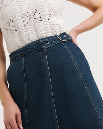 Mid Blue Wrap Midi Skirt