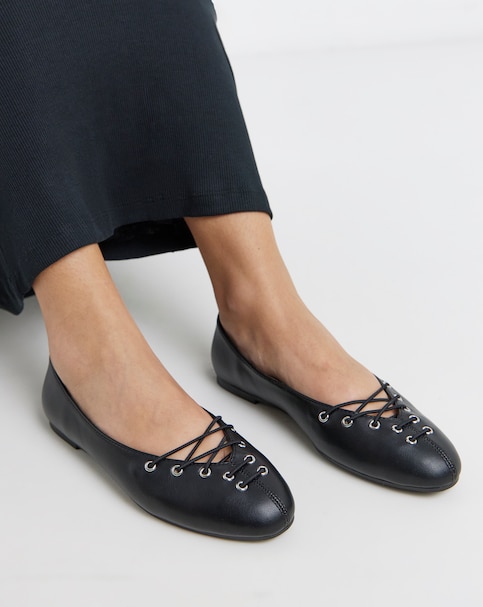 Belize Lace Front Ballerina Shoes - Extra Wide Fit (EEE)