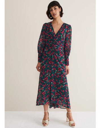 Phase Eight Hyacinth Button Through Printed Midi Dress