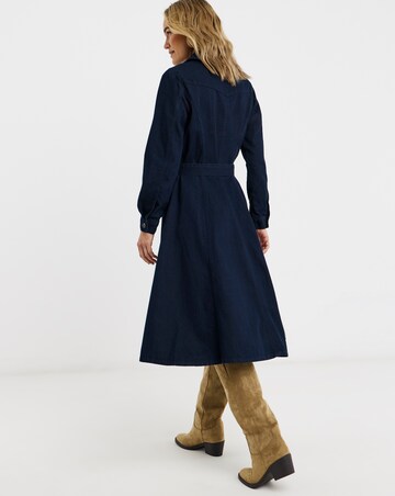 Indigo Belted Denim Midi Dress