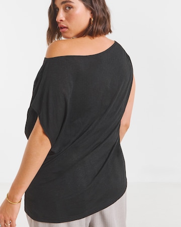 Simply Be Black Mesh Off The Shoulder Top