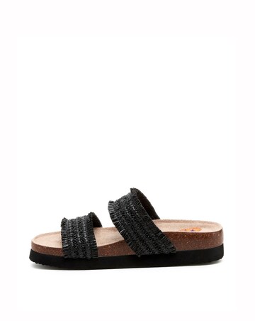 Rocket Dog Black Aruba Raffia Slider Sandals