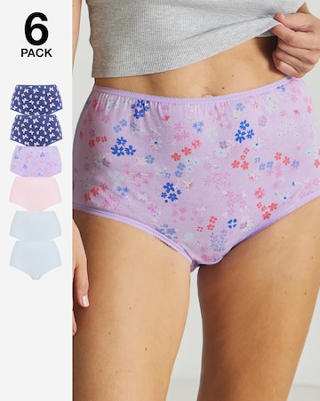 Pretty Secrets (6 Pack) Cotton Full Fit Brief Knickers