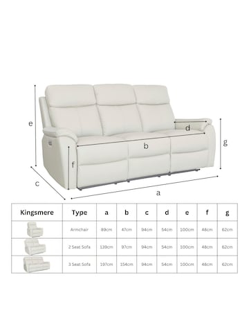 Aspire Kingsmere Leather Power Recliner 3 Seater