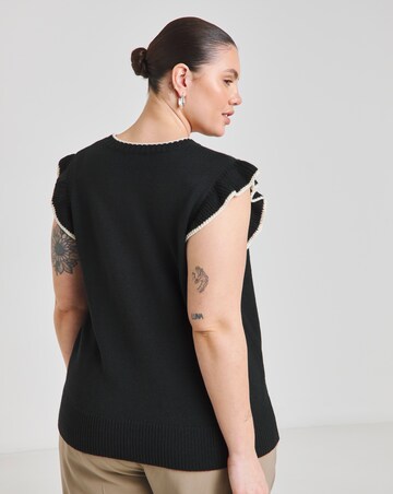 Simply Be Black Tipped Ruffle Shoulder Knitted Vest