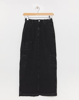 Black Split Front Pencil Skirt