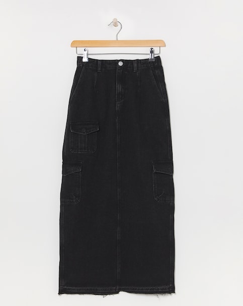Black Split Front Pencil Skirt