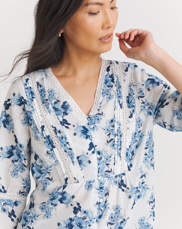 Julipa Lace Trim Pintuck Cotton Blouse