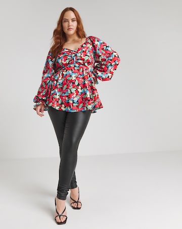 Multi Floral Print Bow Front Long Sleeve Blouse