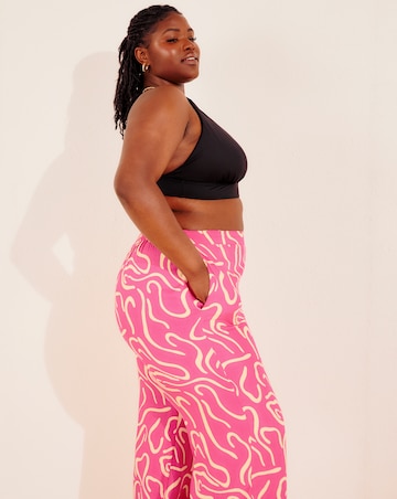 Simply Be Pink Print Wide Leg Trousers