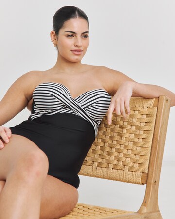 Figleaves Tailor Twist Underwired Bandeau Tummy Control Swimsuit - Longer Length