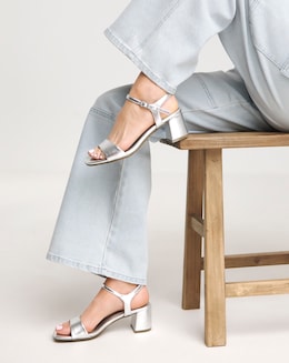 Kylie Barely There Block Heeled Sandals - Wide Fit (E)