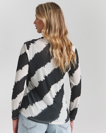 Simply Be Black & White Print Mesh Top