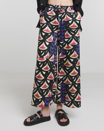 Simply Be Geo Print Satin Wide Leg Trousers