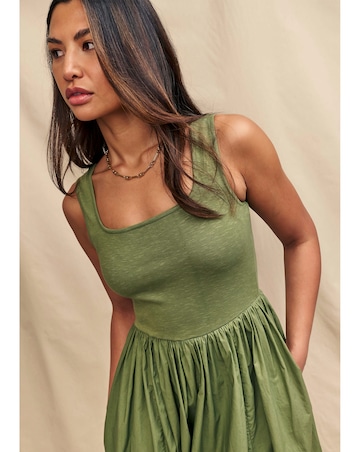 Nobody's Child Khaki Colorado Skater Midi Dress