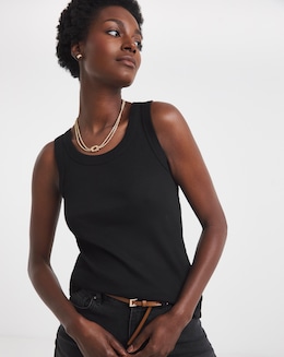 Pure Cotton Black Racer Vest