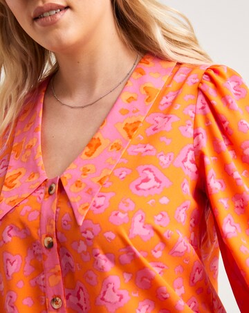 Mixed Animal Print Button Through Shirt Dress