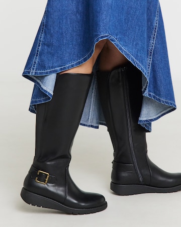 Heavenly Soles Mariah Knee High Riding Boots - Wide Fit (E) & Curvy Calf