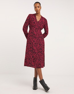 Viscose Midi Shirt Dress with Collar