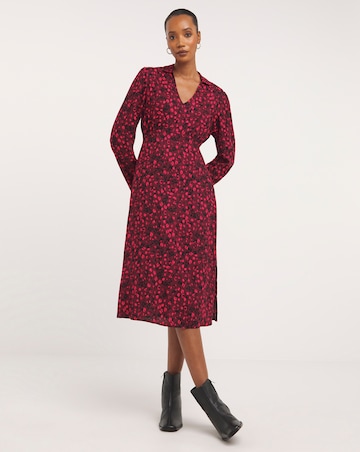 Viscose Midi Shirt Dress with Collar